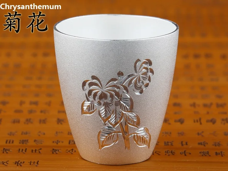 Бокал для вина из чистого серебра 99.9% пробы небольшой матовый высококлассный