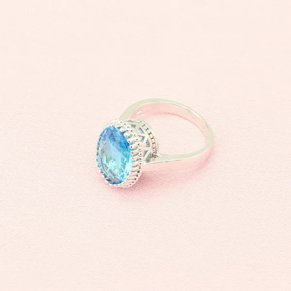 Ring Небесно-Голубой Камень Серебряный цвет Ювелирные наборы для женщин украшения ювелирные изделия женские висячие серьги/браслет/кулон/ожерелье/кольцо коробка - Окраска металла: Ring