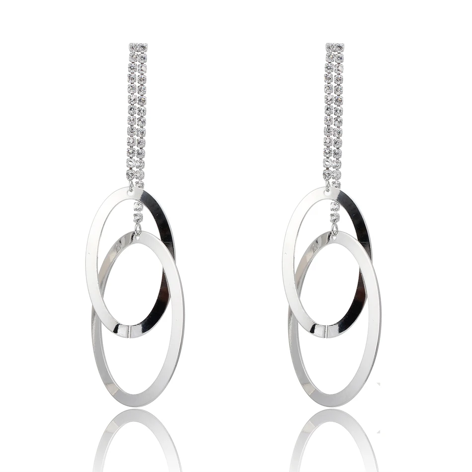 Новые роскошные женские серьги с кисточками и двойным кольцом 2 цвета желтый