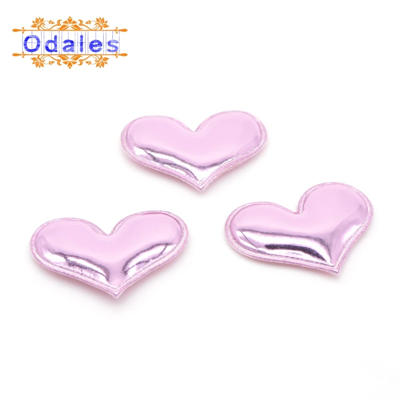 Pink 80 шт. блестящие ПУ в форме сердца Мягкие Шапки для украшения для волос ремесла торт топперы аппликации орнамент - Цвет: Pink