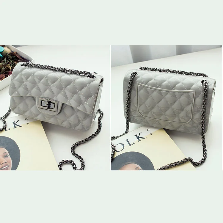 15 Colors Silica Gel Female Mini Chain Jelly Bag Women Diamond Lattice Small Flap Girl Casual Clutch Silicone (XJJY16) | Багаж и сумки