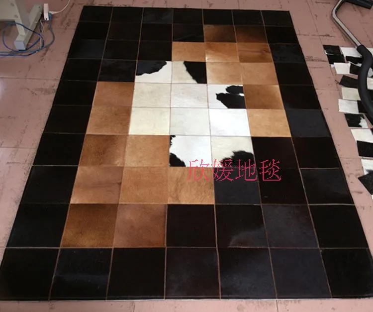 

free shipping 100% natural genuine cow leather tapis pour salon