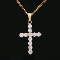 brilliant zirconia cross chain high quality yellow gold filled men women crucifix pendant necklace