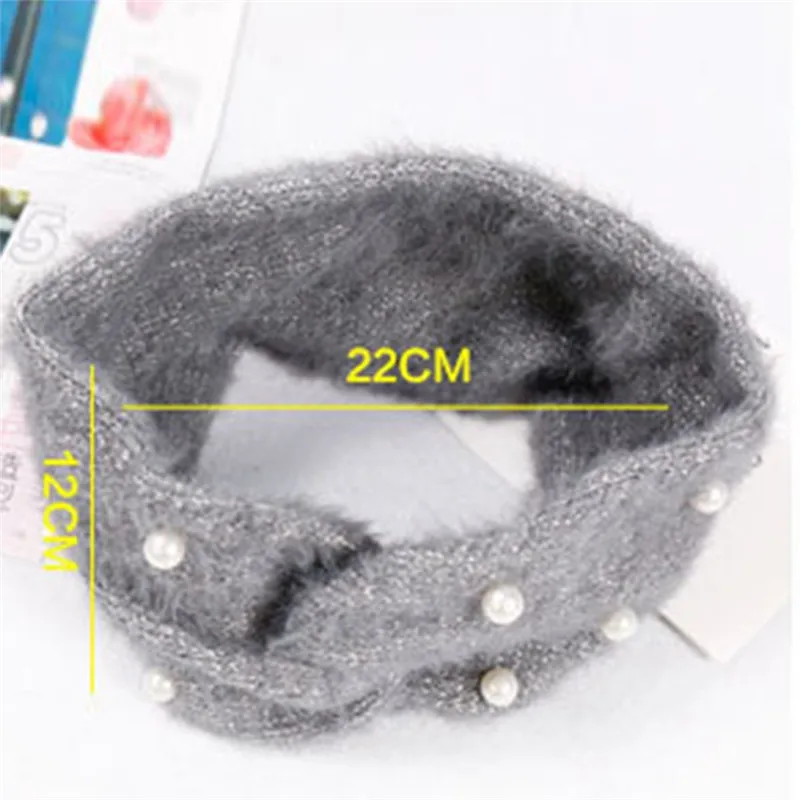 PINKSEE Wool Knitted Hair Band Winter Ear Warmer Headband Turban Solid Color Wide-brimmed Cross Tide Headwear |