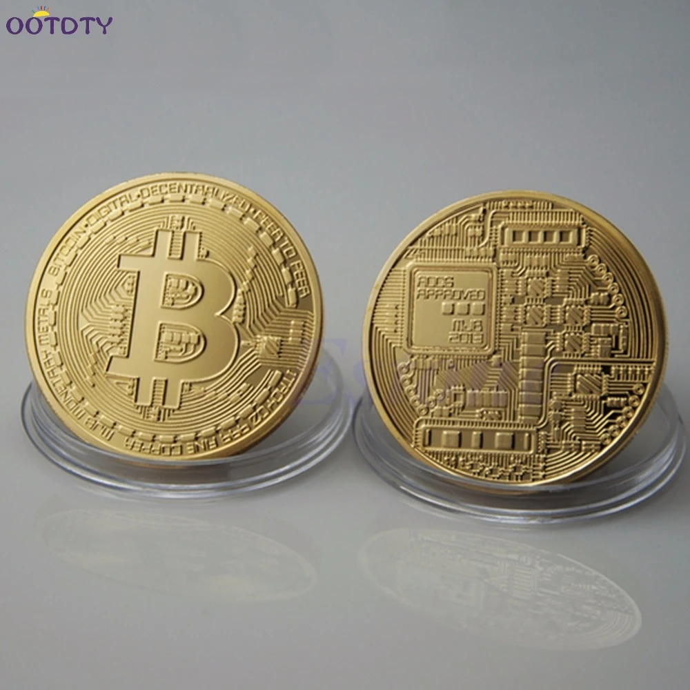 Позолоченная монета Биткоин Коллекционная арт коллекция монет BTC подарок