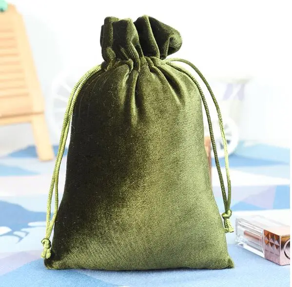 Green 10 шт./лот, 10*15, 12*14, 13*18, 25*30 см, красные/фиолетовые/зеленые/синие мягкие шелковые бархатные сумки на шнурке, свадебные подарочные сумки, сумки для конфет - Цвет: Green