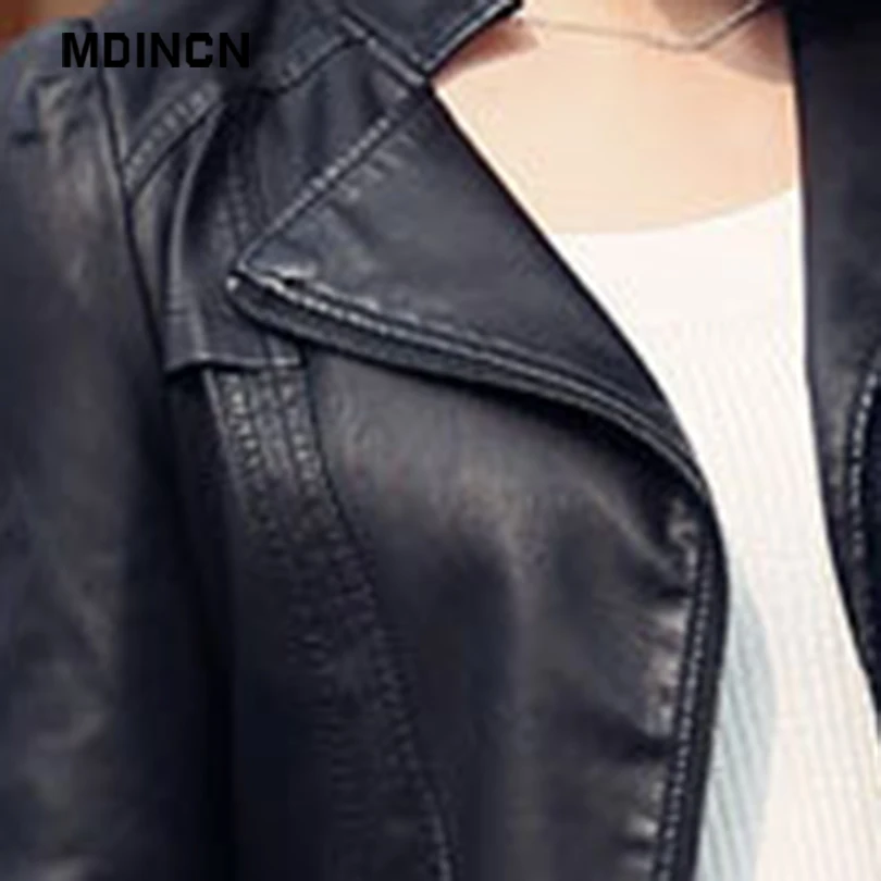 Женская куртка из искусственной кожи на молнии базовое пальто с отложным