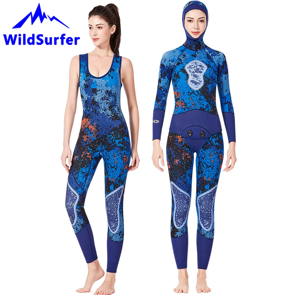 WildSurfer двухкомпонентные Гидрокостюмы 5 мм SCR неопрен зимние парные камуфляжные