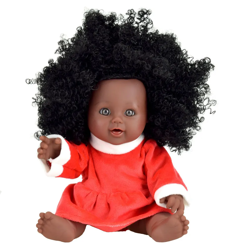 03 АФРП девушка волос! Чернокожая Кукла reborn girl 12 дюймов boneca corpo inteiro de silicone reborn baby dolls pop lifelike silicone - Цвет: 03