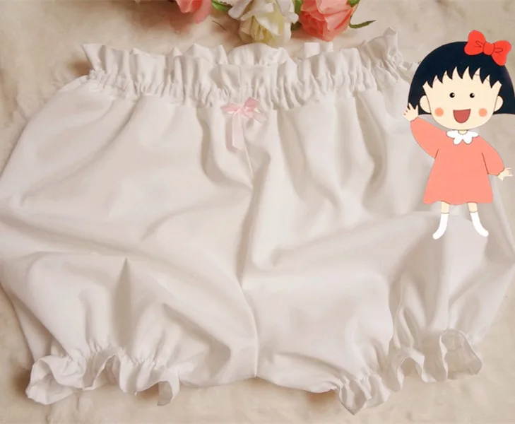 

White sweet Loilita Knickers Shorts cute Bowc elastic Lantern Tencel pumpkin japanese Harajuku soft sister lolita Bloomers