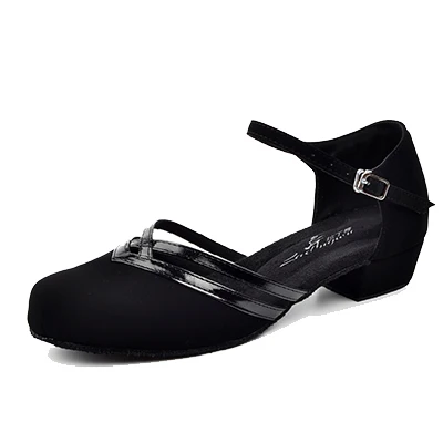 Black 3cm Ladingwu/Новинка года; Фланелевые Туфли для латинских танцев на квадратном каблуке; женская черная обувь для сальсы; Танцевальная обувь на низком каблуке; мягкая подошва 3 см - Цвет: Black 3cm
