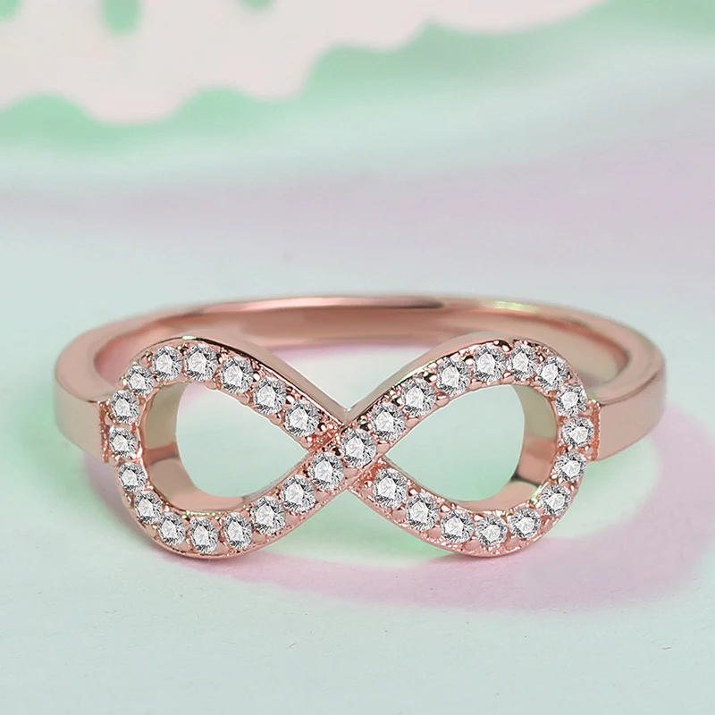 Женское кольцо FINDYOU Infinite love классическое из розового золота с кубическим