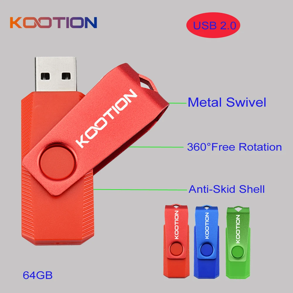 Новый Дизайн Хранения Ключ USB 2.0 Pendrive Flash Drive 64 ГБ Портативный Свободное Вращение