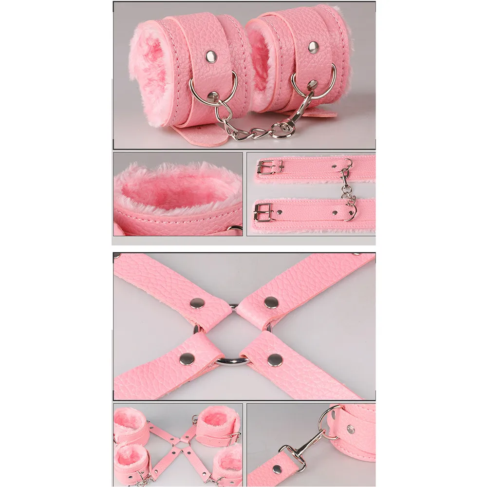 Amazing 10PCS/Set Adult set pink Mall-Under Bed Bondage Restraint System with Hand Cuffs Ankle Cuff for women men