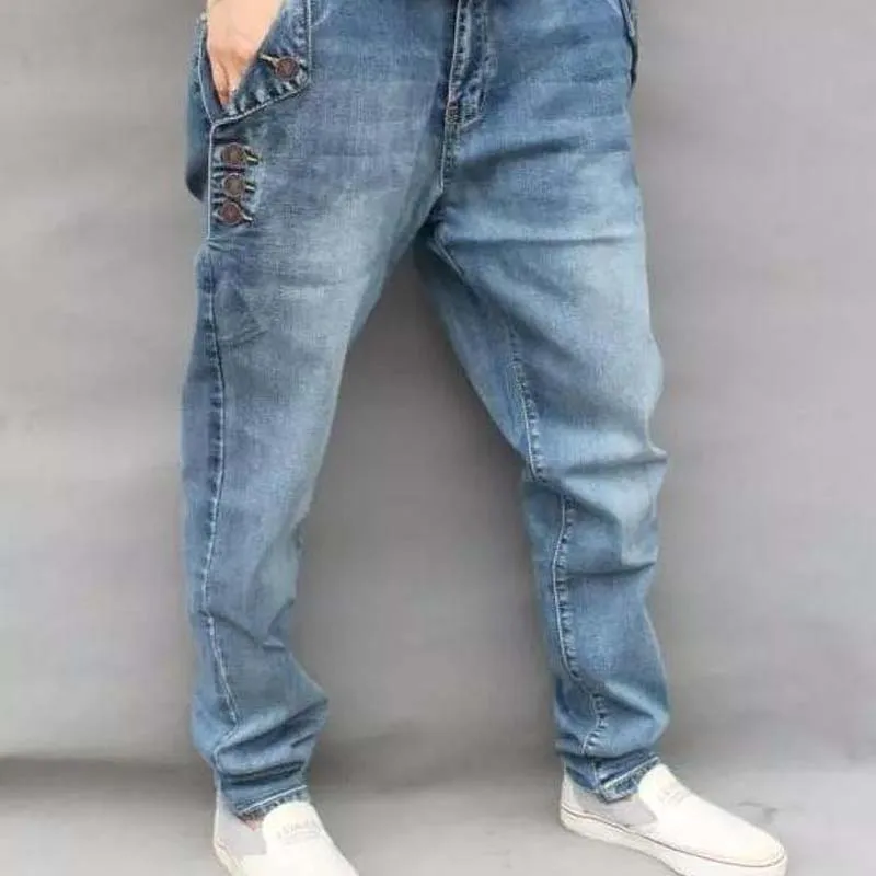 Новинка 2017 года Для мужчин джинсы и штаны в стиле хип хоп с эластичной резинкой