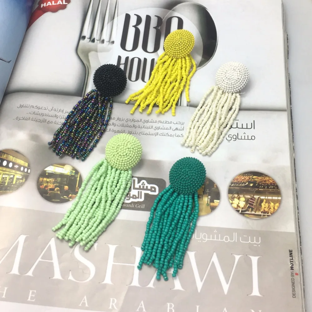 MANILAI богемные длинные серьги с кисточками из смолы для женщин Модный ручной