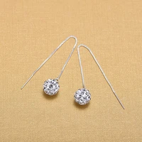 silver color fashion ear line earrings crystal round ball earrings for women ear jewelry