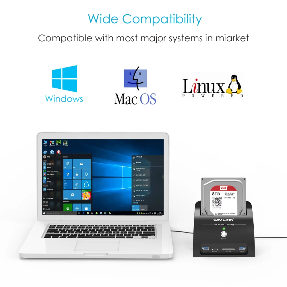 Wavlink USB 3 0 SATA HDD док станция с кардридером слот жесткий диск Внешний корпус чехол