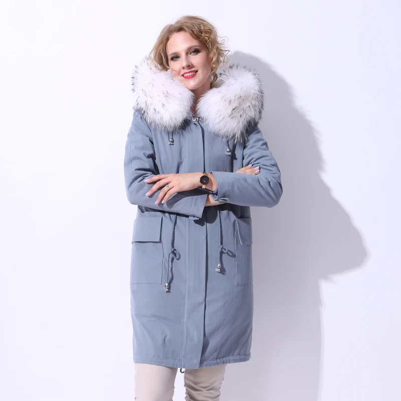 Завод прямые поставки зима новый Натуральный мех пальто Женская куртка парка