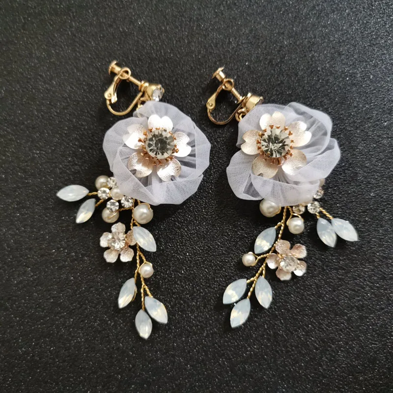 2129 Gold SLBRIDAL, Стразы ручной работы, кристаллы, жемчужные клипсы на/ушной штифт, свадебные висячие серьги, свадебная люстра, серьги, Женские Ювелирные изделия - Окраска металла: 2129 Gold