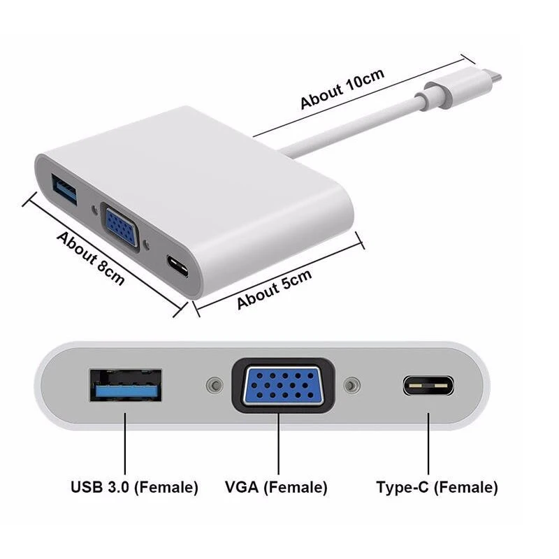 USB C концентратор type C к VGA USB 3,0 разветвитель USB-C зарядки видео конвертер концентратор адаптер кабель для Macbook Pro Google USB-C концентратор