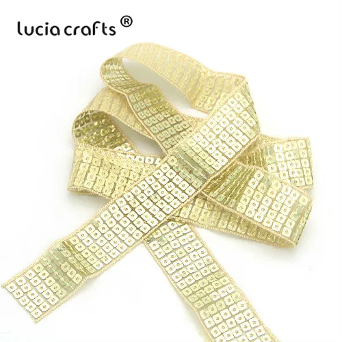 Yellow 3y Lucia ремесла блесток Бисероплетение Spangle ленты отделка Кружева DIY ручной работы головной убор украшения одежды(3 ярда/Лот) R0808 - Цвет: Yellow 3y