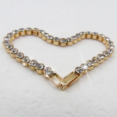 Fashion Gold Silver Roman Women Chain Crystal Bracelets Gifts Rhinestone 16.5 CM bracelet Harajuku Wedding gifts | Украшения и