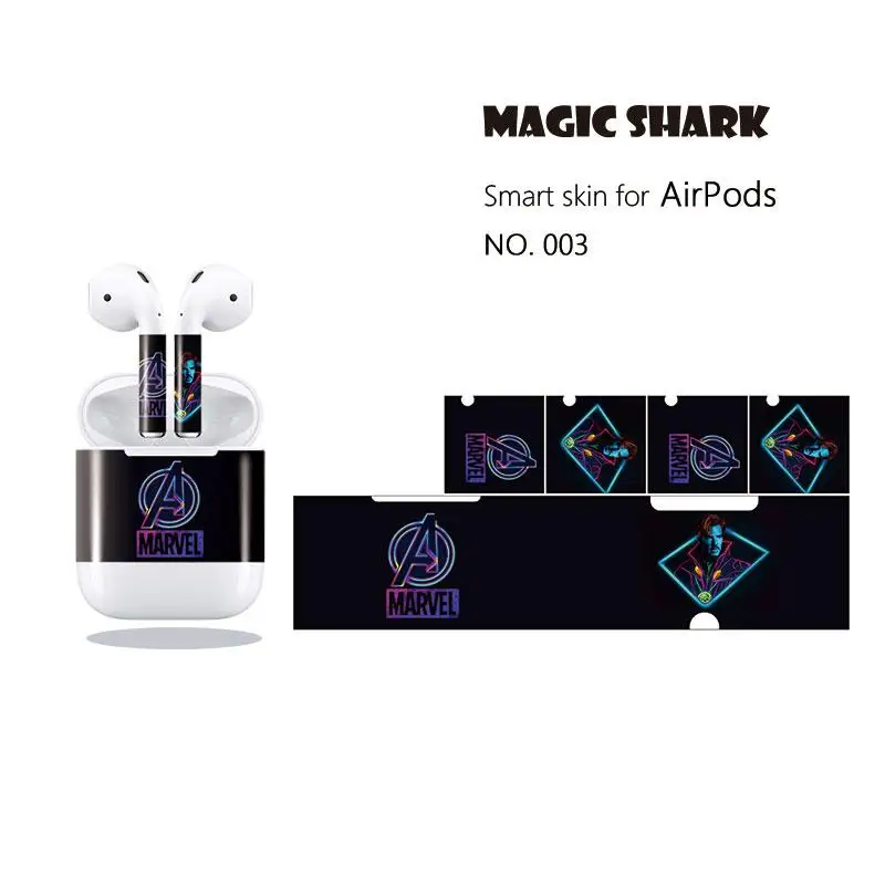 Водонепроницаемая ПВХ пленка Magic Shark Super Hero чехол для Apple Airpods 001 010|Наклейки