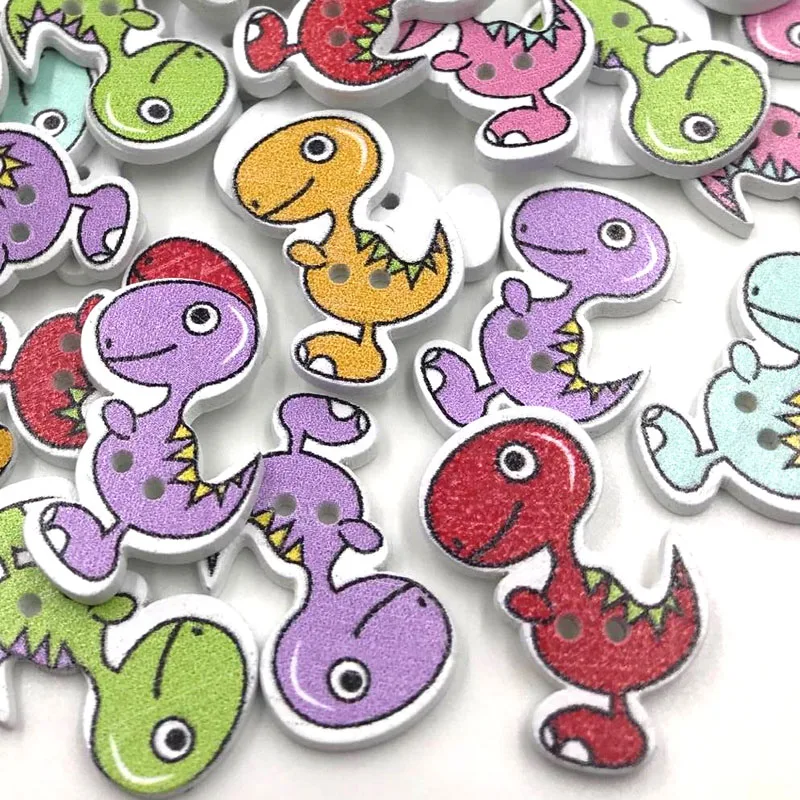 10/50/100pc Wooden Novelty Dinosaur Design Buttons Sewing art Scrapbooking craft WB417