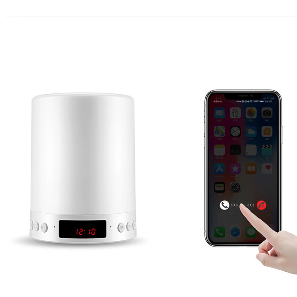 Красочный Светодиодный светильник беспроводной Bluetooth динамик FM радио часы микрофон стерео музыкальный плеер