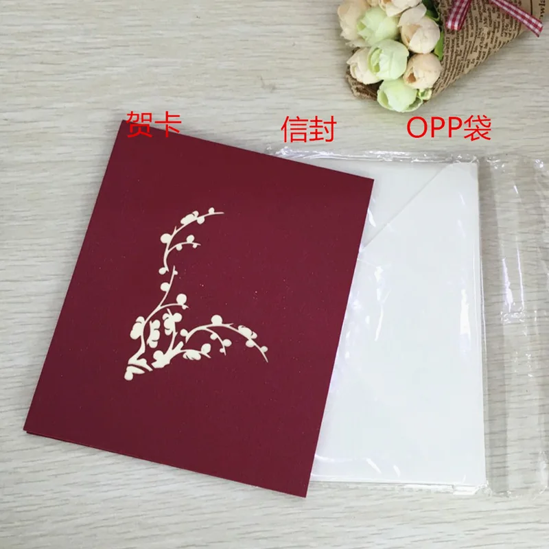 1 шт. цветение сливы всплывающая 3D поздравительная открытка сделай сам с