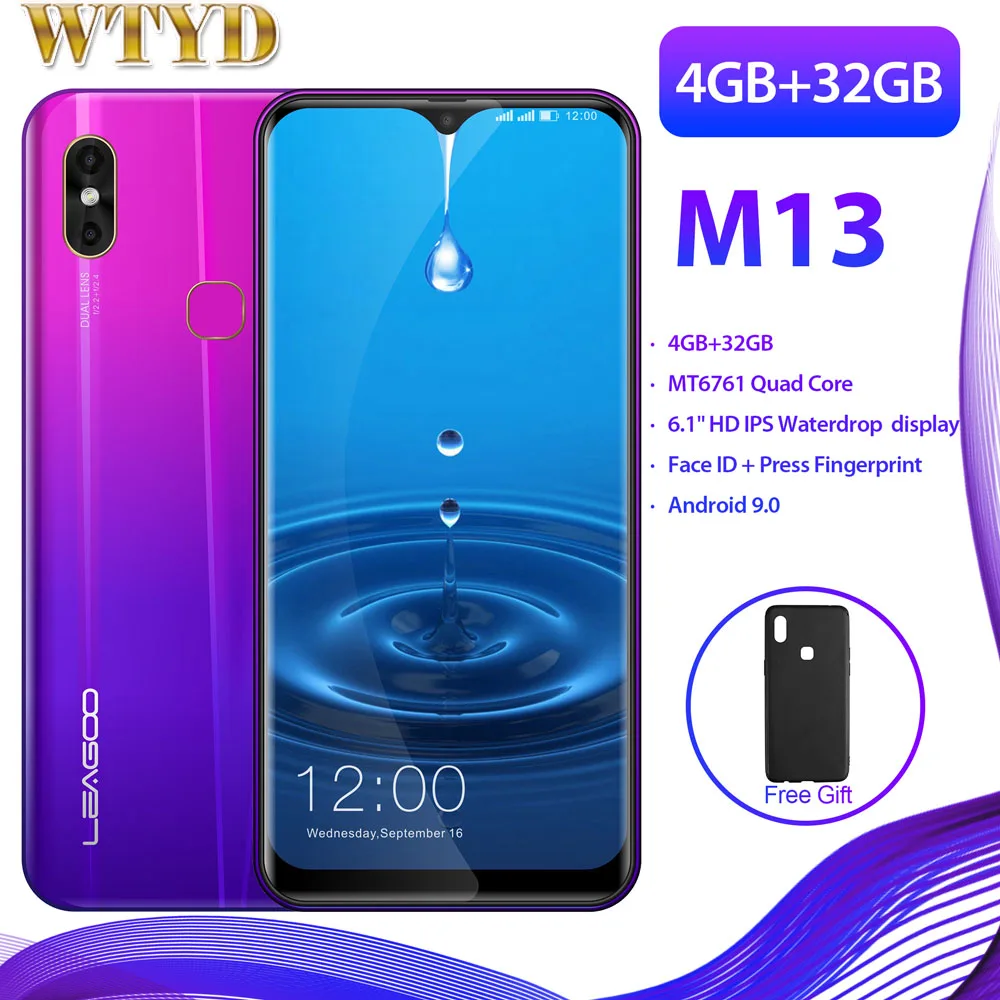 LEAGOO M13 смартфон с 6 1 дюймовым дисплеем четырёхъядерным процессором MT6761 ОЗУ 4 Гб