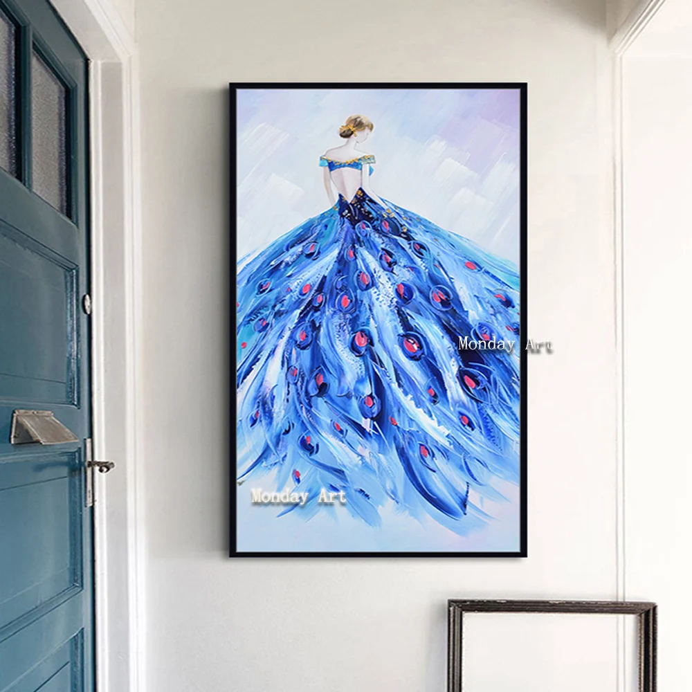 Модная 100% ручная роспись для девочек Современные художественные постеры
