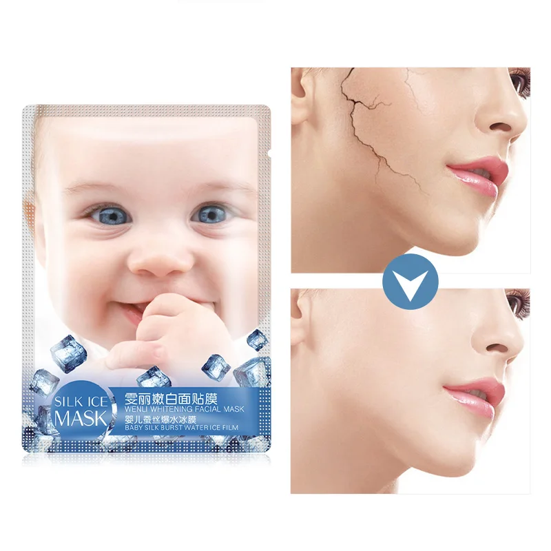 1pcs Baby Skin Moisturizing Facial Mask Silk Ice Soothes Skin Shrink Pores Face Mask Whitening Brighten Masks Face Care