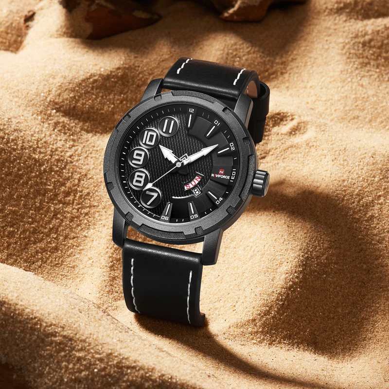 Часы NAVIFORCE мужские спортивные армейские с кожаным ремешком|Мужские часы| |