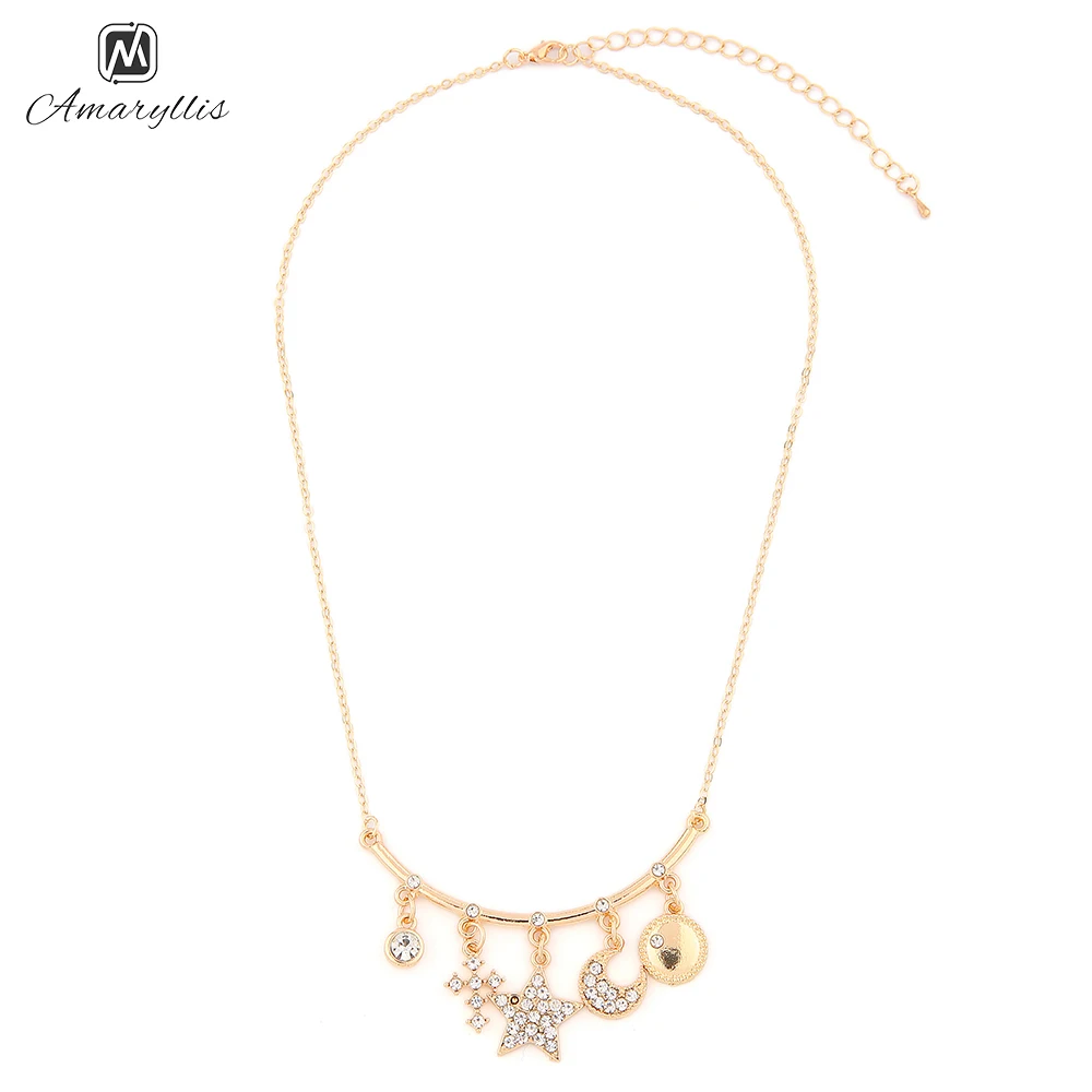 Amaiyllis милые стразы звезда Луна искусственные Подвески Подвеска чокер ожерелье