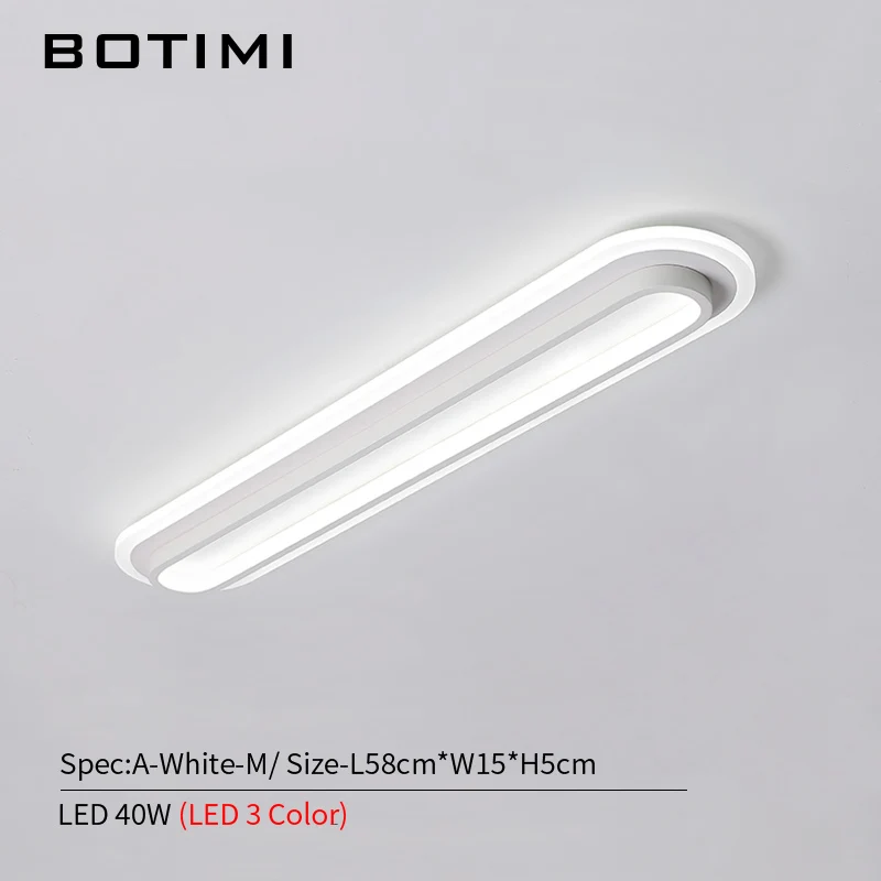 A-White-M-Tricolor BOTIMI прямоугольник 220 В светодиодный потолочный светильник для коридора Современный Белый поверхностный монтаж гардеробная лампа простое офисное освещение - Цвет корпуса: A-White-M-Tricolor