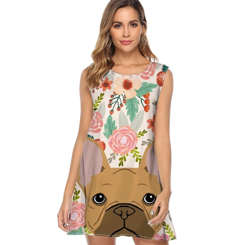 Забавное летнее платье с принтом лисы женское модное повседневное свободное