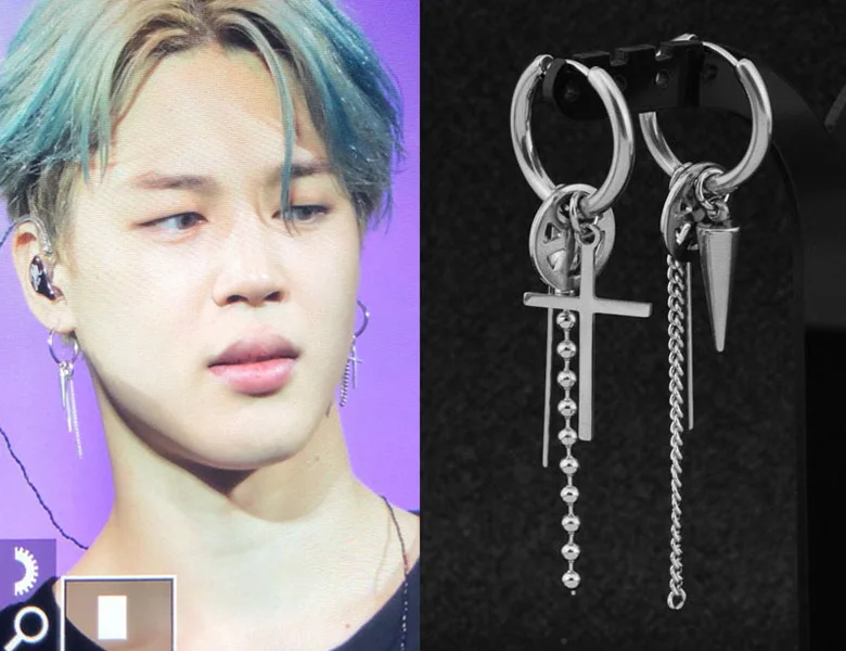LEADERBEADS мужской Корейский серебряный крест из нержавеющей стали анти войны Kpop серьги клип на длинной кисточкой серьги для мальчиков Аксессуары в стиле панк