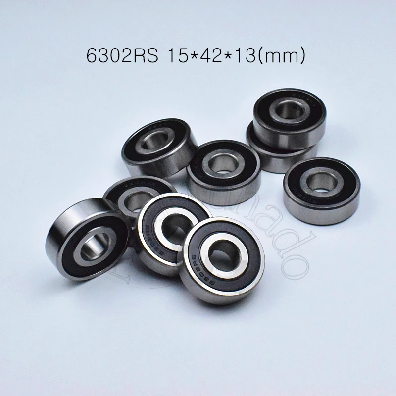 6302RS15*42*13mm 10PieceS bearings 6302 6302RS (10pcs/tube) chrome steel deep groove bearing | Обустройство дома