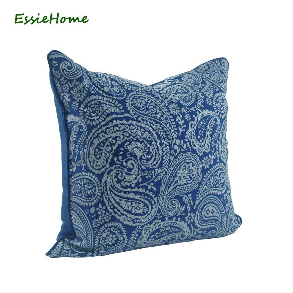 ESSIE HOME темно синий яркий королевский чехол для подушки белый с рисунком Пейсли