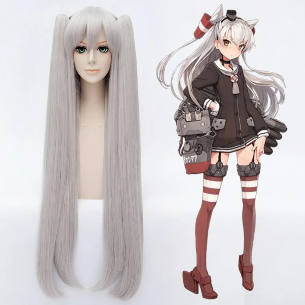 Женский длинный прямой парик для косплея коллекция Kantai Amatsukaze 100 см искусственные