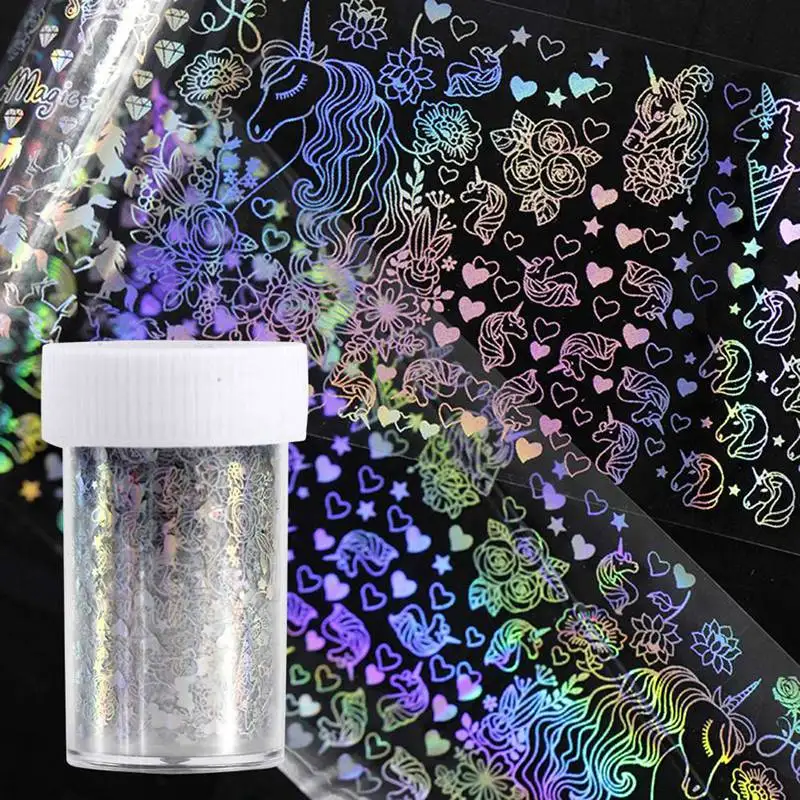 Голографическая Лазерная Фольга для ногтей в одной коробке 4*100 см Геометрическая