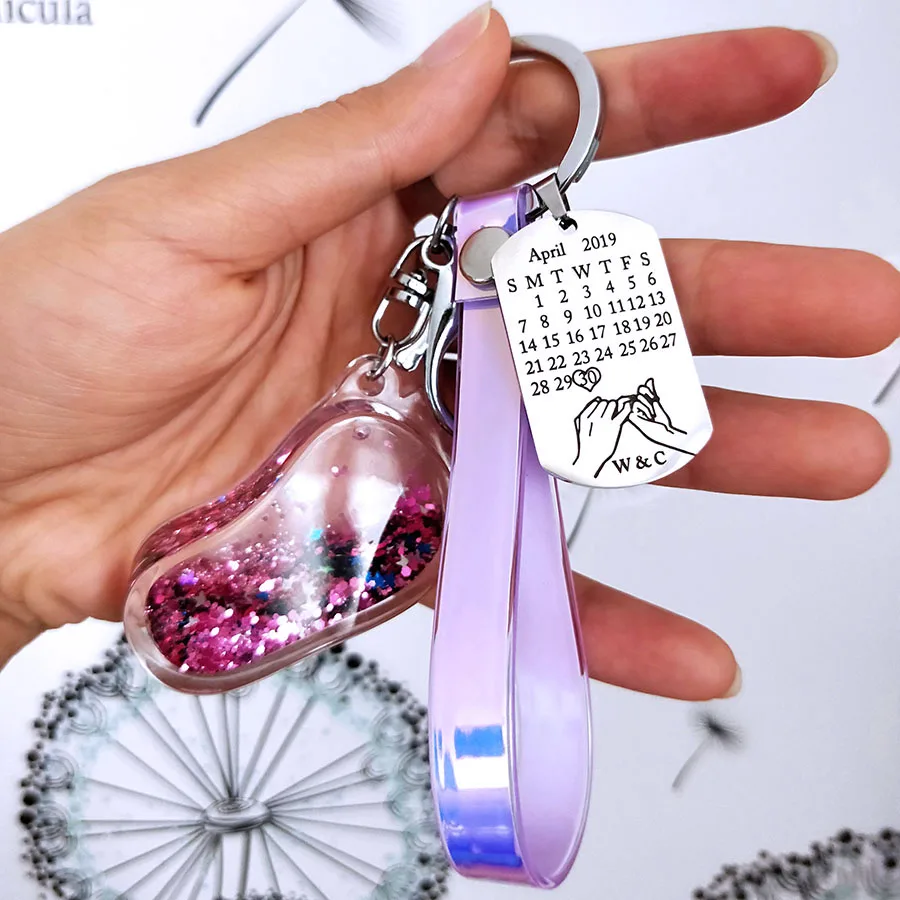 Заказной Брелок-календарь с резным датой 2 буквы брелок для ног движущийся