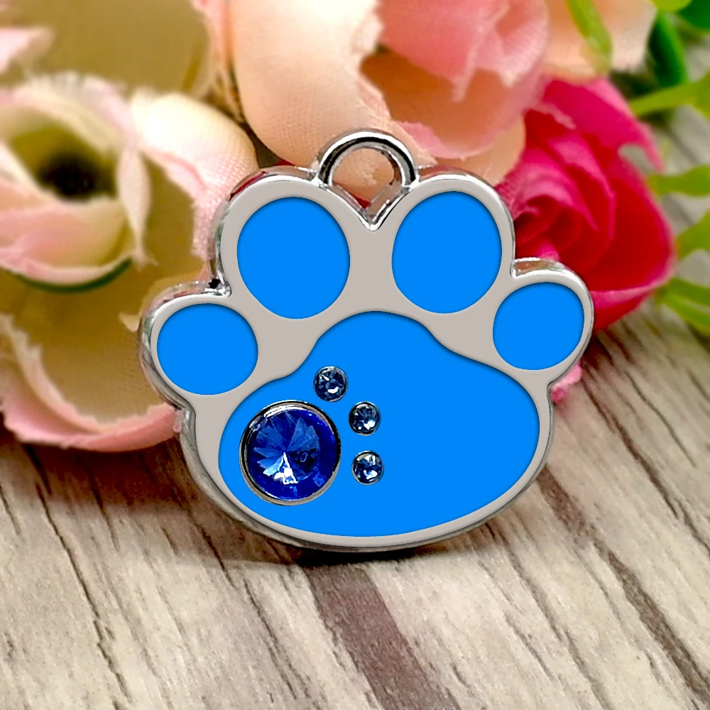 1200 шт./лот идентификационная бирка для собак со стразами в форме лапы