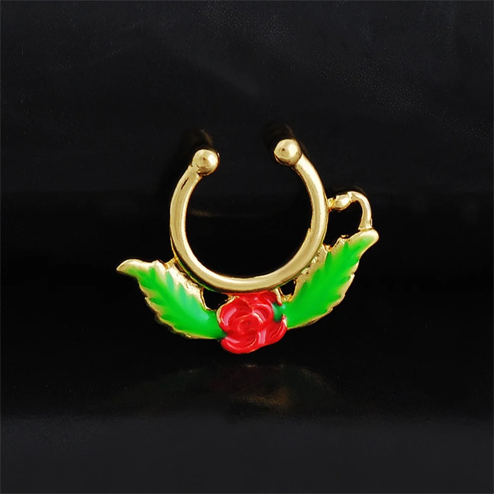 1pc Cool Anti-Allergic Metal Fashionable Rose Shaped Small Nose Ring Hoop Clip Body Piercing Jewelery | Украшения и аксессуары