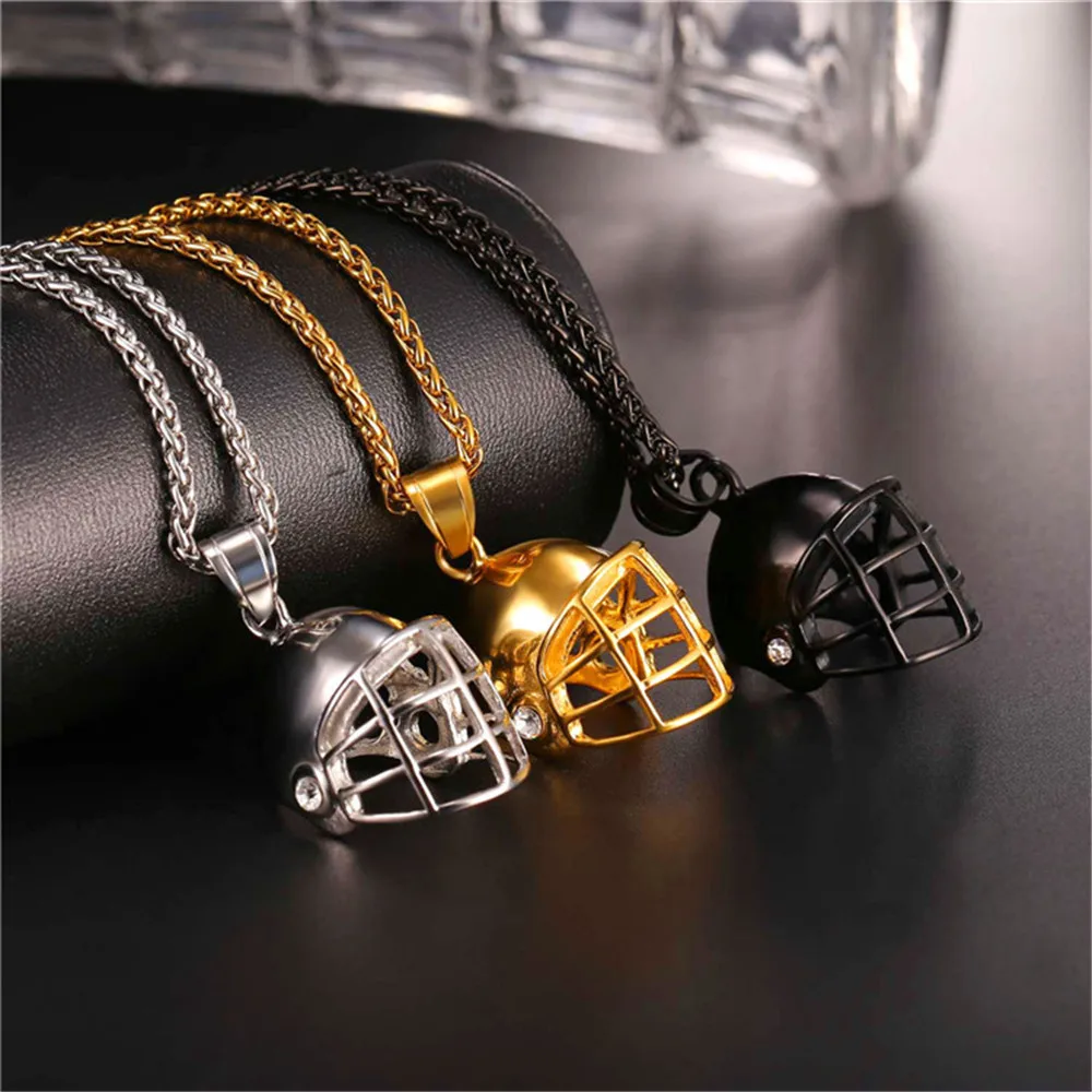 Нержавеющая сталь спортивный мяч с подвеской в виде шлема для регби ожерелье