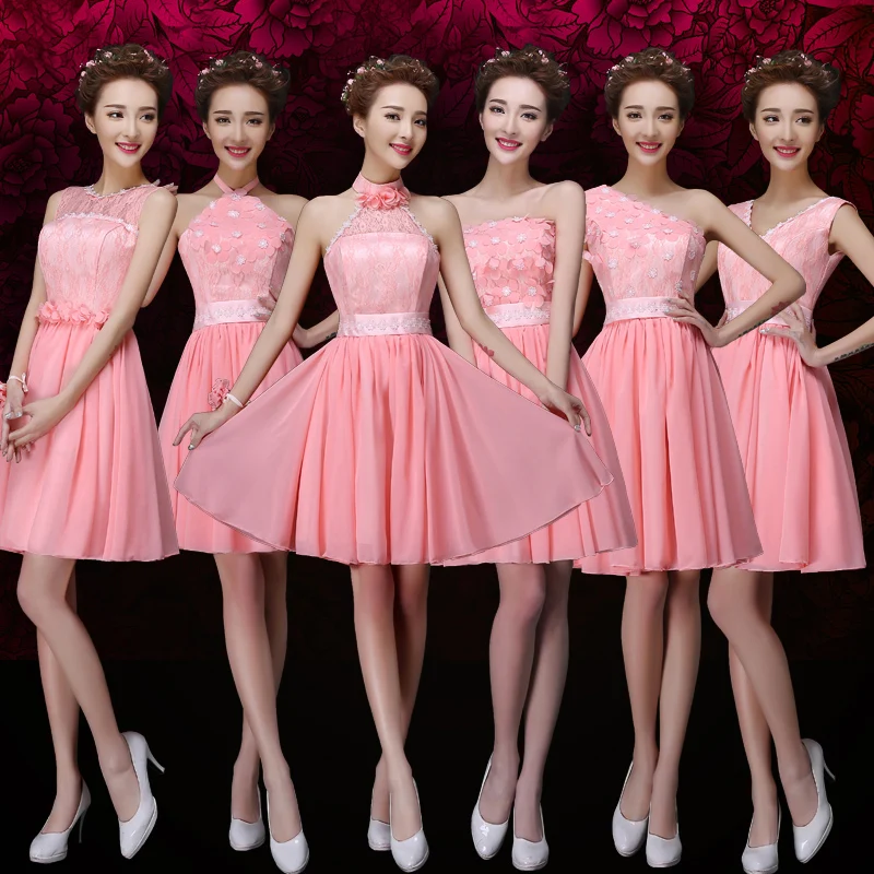 

2017 new Bridesmaid Dresses plus size stock cheap under $50 pink short custom made graduation party sexy real photo hot jyx0263