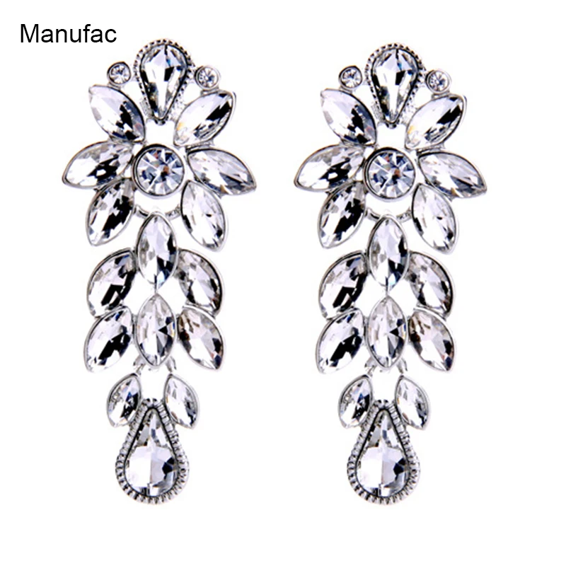 Женские серьги с кристаллами длинные большим кристаллом для свадьбы|crystal wedding