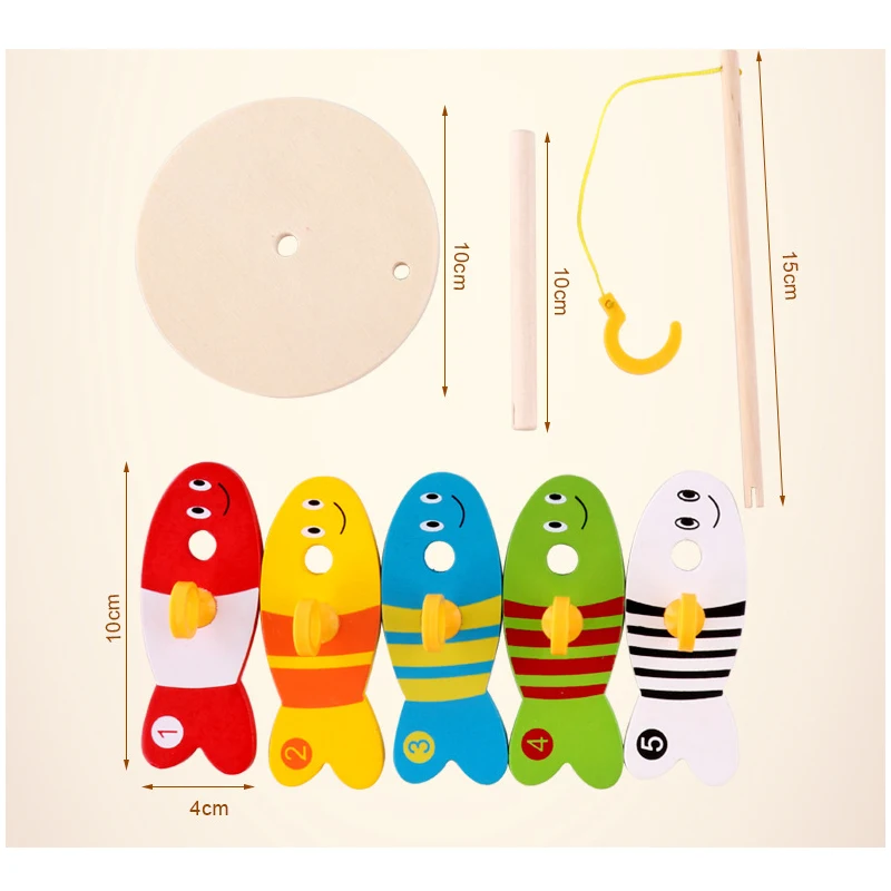 8 шт./компл. красочные деревянные рыбалка цифровые Игрушки для маленьких детей